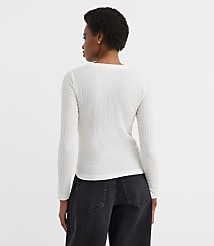 Petite Puckered Long Sleeve Crew Neck Tee carousel Product Image 2