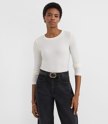 Petite Puckered Long Sleeve Crew Neck Tee carousel Product Image 1