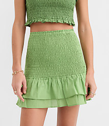 Petite LOFT Beach Ruffle Smocked Mini Skirt carousel Product Image 3