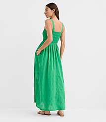 Petite LOFT Beach Ikat Clip Smocked Maxi Pocket Dress carousel Product Image 3