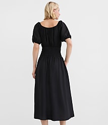 Petite Ruffle Tie Neck Smocked Midi Dress carousel Product Image 3