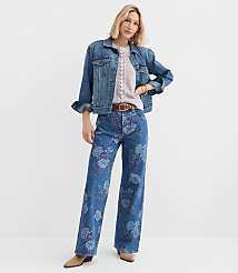 Tall High Rise Wide Leg Jeans in Floral carousel Product Image 1