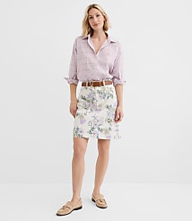 Tall Denim Mini Skirt in Floral carousel Product Image 1