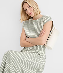 Tall Striped Cap Sleeve Maxi Pocket Dress carousel Product Image 3