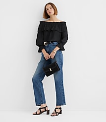 Petite Ruffled Off The Shoulder Blouse carousel Product Image 2