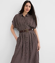 Petite Pindot Pleated Midi Pocket Shirtdress carousel Product Image 1