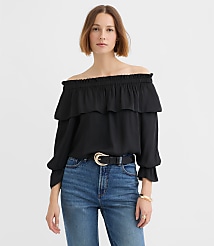 Petite Ruffled Off The Shoulder Blouse carousel Product Image 1
