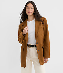Petite Faux Suede Oversized Blazer carousel Product Image 3