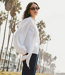 Scalloped Eyelet Bow Blouse carousel Product Image 1