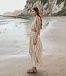 LOFT Beach Striped Linen Cotton Maxi Skirt carousel Product Image 1