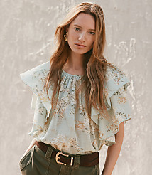 Floral Ruffle Sleeve Blouse carousel Product Image 1