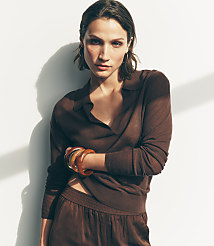 Sheer Collared Split Neck Sweater carousel Product Image 4