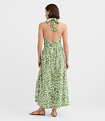 Petite LOFT Beach Palm Linen Cotton Halter Maxi Dress carousel Product Image 3