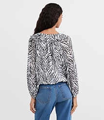 Petite Zebra Print Ruffle Bubble Blouse carousel Product Image 3