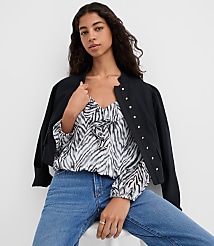 Petite Zebra Print Ruffle Bubble Blouse carousel Product Image 1