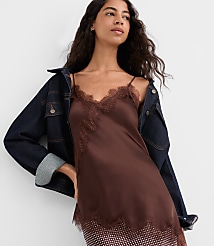 Lace Trim Satin Asymmetrical Cami carousel Product Image 1