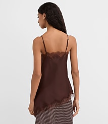 Lace Trim Satin Asymmetrical Cami carousel Product Image 2