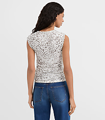 Cheetah Print Mesh Ruched Square Neck Top carousel Product Image 2