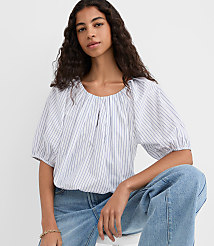 Striped Poplin Bubble Blouse carousel Product Image 1