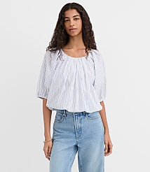 Striped Poplin Bubble Blouse carousel Product Image 3