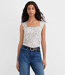 Cheetah Print Mesh Ruched Square Neck Top carousel Product Image 3