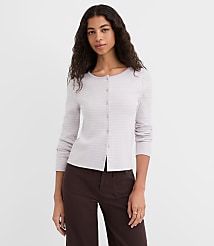 Striped Scalloped Ribbed Cardigan carousel Product Image 1