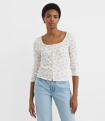 Petite Floral Scalloped Ribbed Square Neck Cardigan carousel Product Image 3