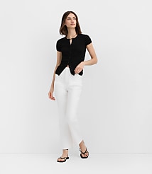 Rivete Welt Pocket High Rise Kick Crop Jeans in White carousel Product Image 1