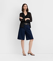Rivete High Rise Denim Bermuda Shorts in Dark Rinse carousel Product Image 1
