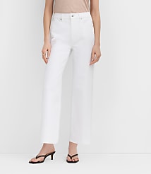 Rivete Petite Curvy High Rise Wide Leg Crop Jeans in White carousel Product Image 1