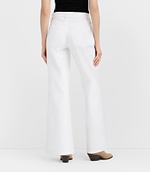 Rivete Petite Curvy Mid Rise Wide Leg Jeans in White carousel Product Image 2