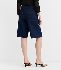 Rivete Tall Curvy High Rise Denim Bermuda Shorts in Dark Rinse carousel Product Image 2