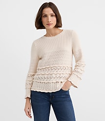 Petite Scalloped Pointelle Flare Sleeve Sweater carousel Product Image 2