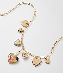 Tortoiseshell Print Heart Charm Necklace carousel Product Image 2