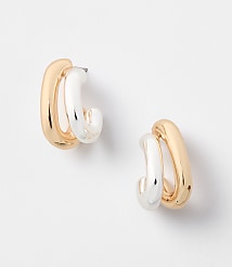 Mixed Metal Open Hoop Earrings carousel Product Image 1
