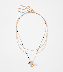 Pearlized Puffy Heart Layered Necklace Set carousel Product Image 1