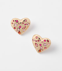 Scattered Crystal Heart Earrings carousel Product Image 1