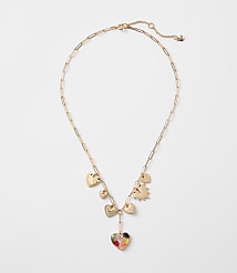 Tortoiseshell Print Heart Charm Necklace carousel Product Image 1