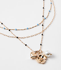Pearlized Puffy Heart Layered Necklace Set carousel Product Image 2