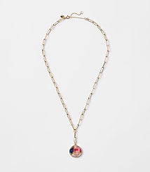 Multicolored Tortoiseshell Print Chain Link Necklace carousel Product Image 1