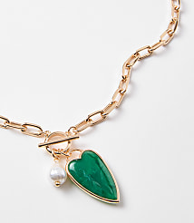Pearlized Heart Toggle Necklace carousel Product Image 2