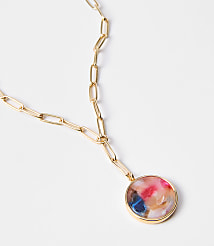 Multicolored Tortoiseshell Print Chain Link Necklace carousel Product Image 2