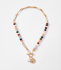 Pearlized Coin Statement Necklace carousel Product Image 1