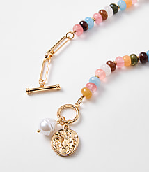 Pearlized Coin Statement Necklace carousel Product Image 2
