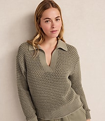 Haven Well Within Cotton Wave Stitch Johnny Collar Sweater carousel Product Image 1