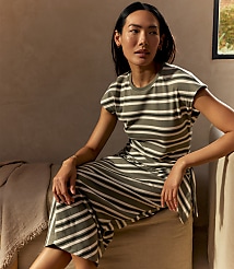 Haven Well Within Organic Cotton Interlock Stripe Midi Knot Dress carousel Product Image 2
