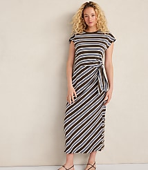 Haven Well Within Organic Cotton Interlock Stripe Midi Knot Dress carousel Product Image 1