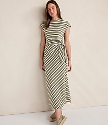 Haven Well Within Organic Cotton Interlock Stripe Midi Knot Dress carousel Product Image 1