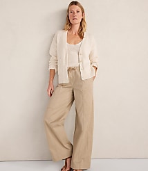 Haven Well Within Organic Cotton Linen Plaited V-Neck Cardigan carousel Product Image 2