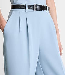Petite LOFT Versa Crepe Drape Pleated Relaxed Straight Pants carousel Product Image 3